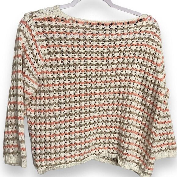 Norton McNaughton Open Crochet Knit Sweater Women's XL Multicolor Cropped Boho - Picture 3 of 9